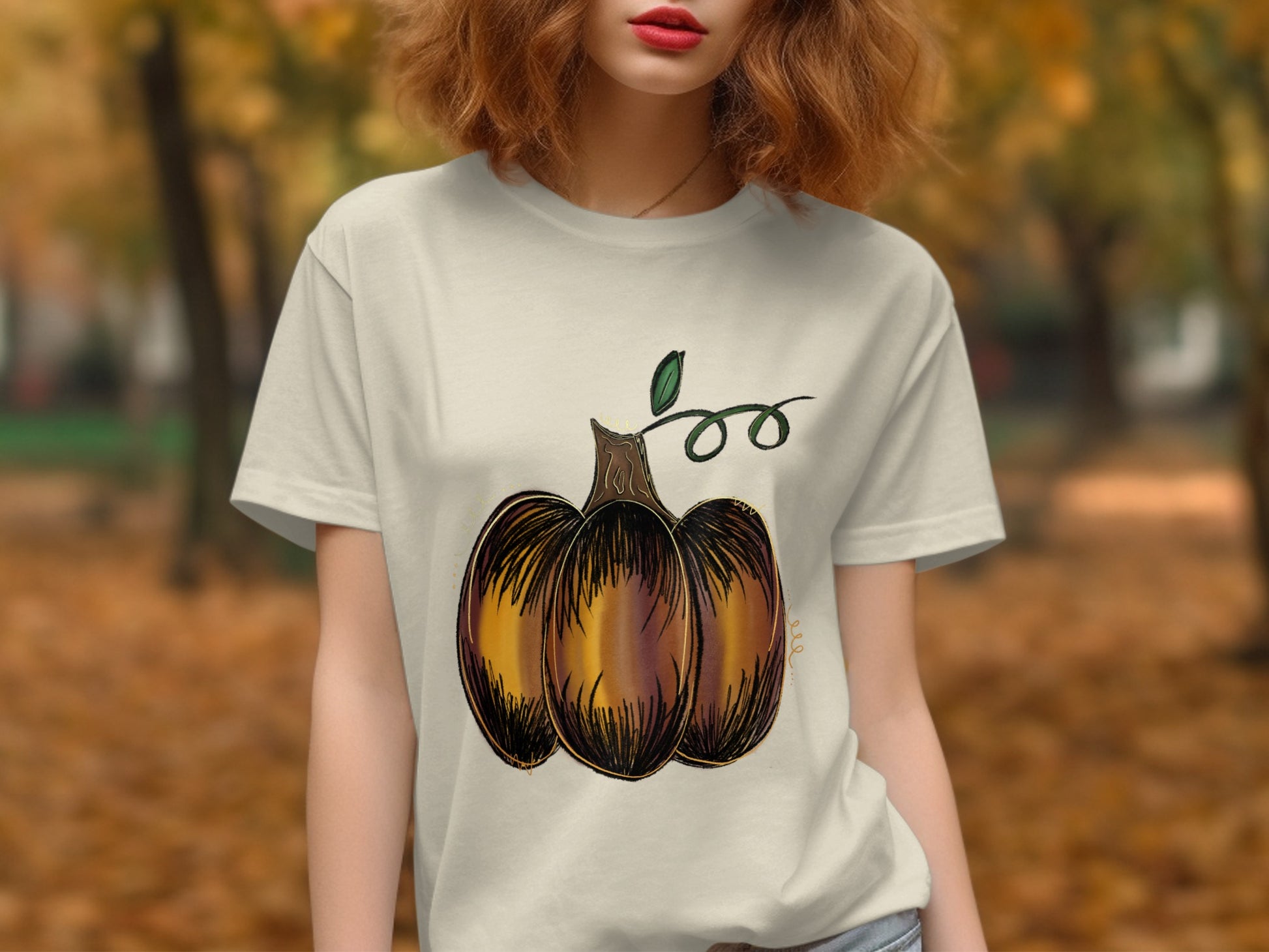 Trendy Autumn Pumpkin Graphic Tee Shirt product