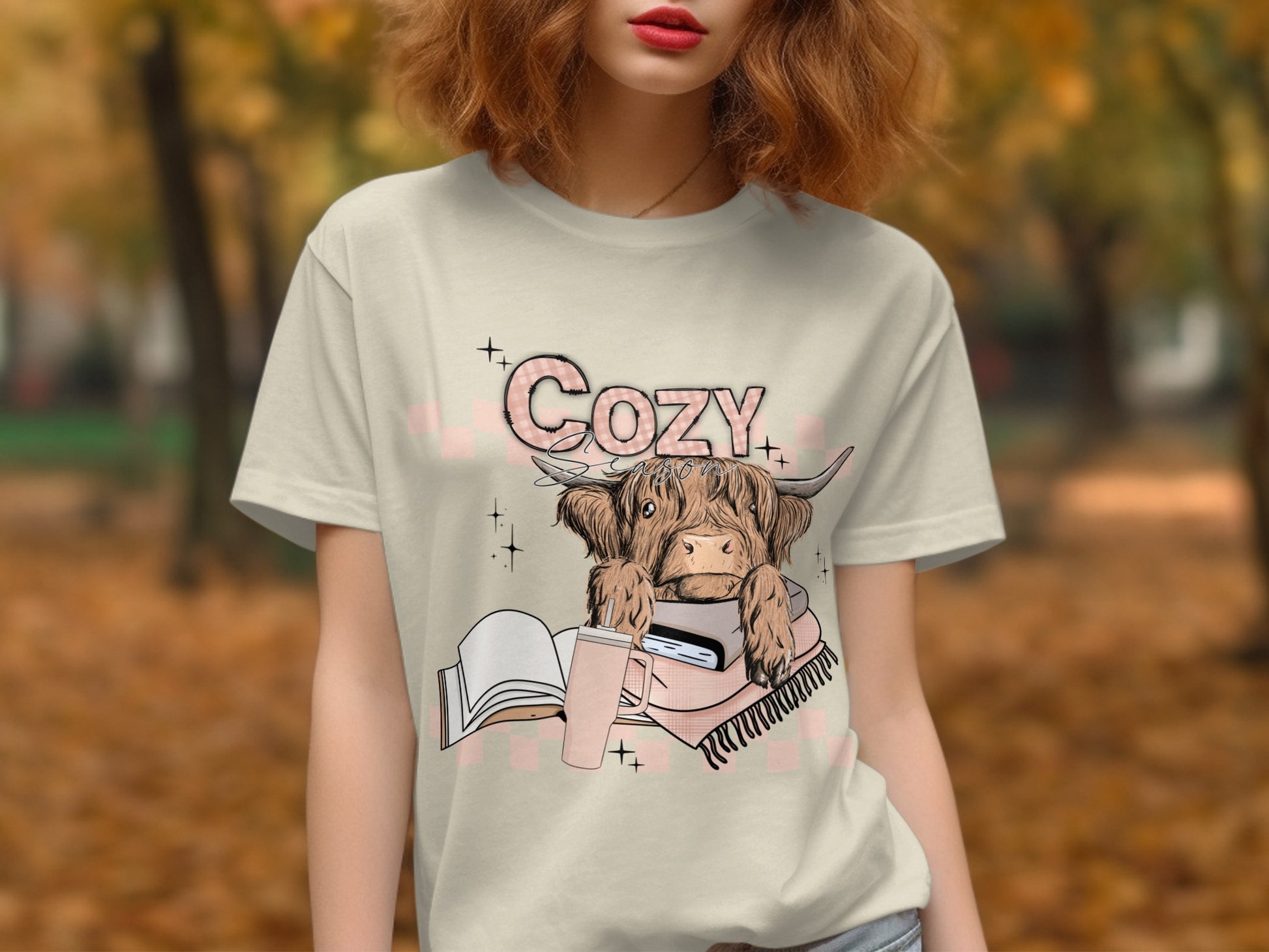 Cozy Cow with Books and Music Graphic T-shirt product