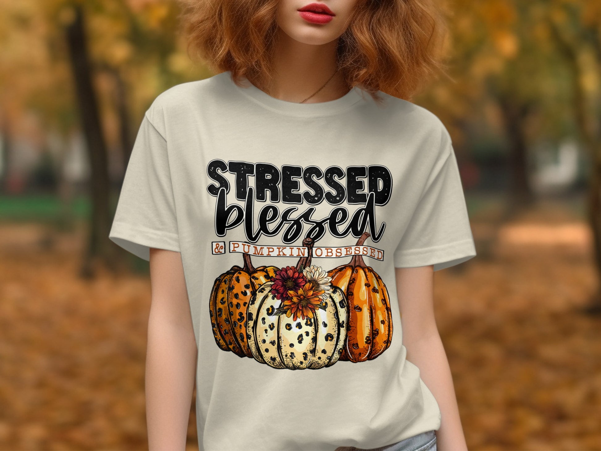 Stressed Blessed and Pumpkin Obsessed Shirt product