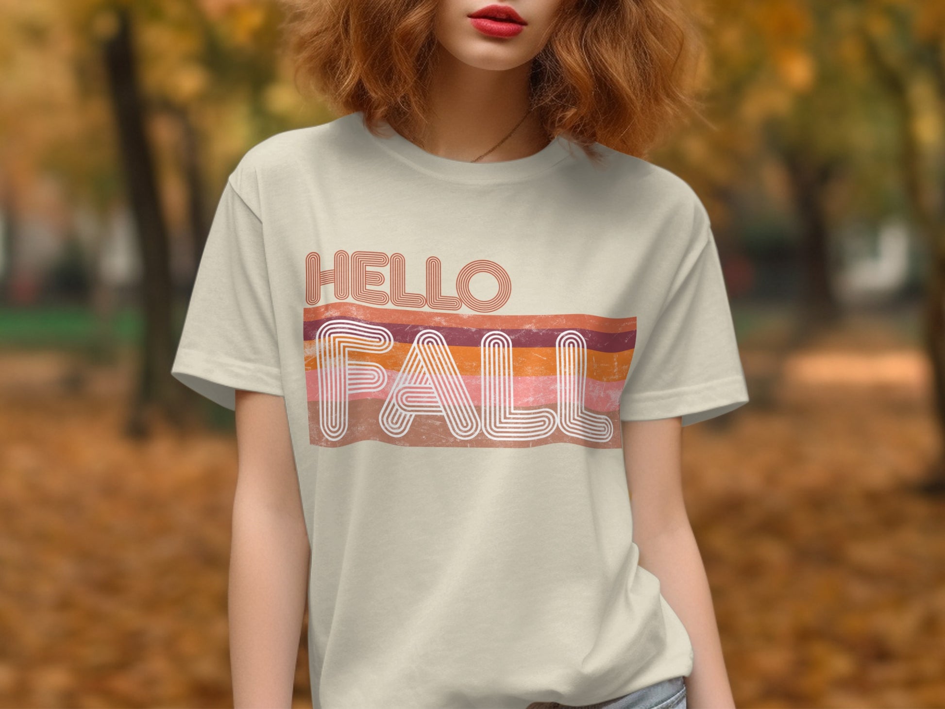Hello Fall Graphic Tee Autumn Vibe Seasonal Product