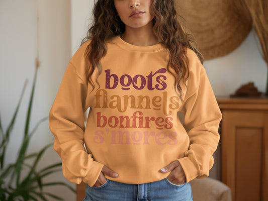 Cozy Autumn Inspired Boots Flannels Bonfires S'mores product type