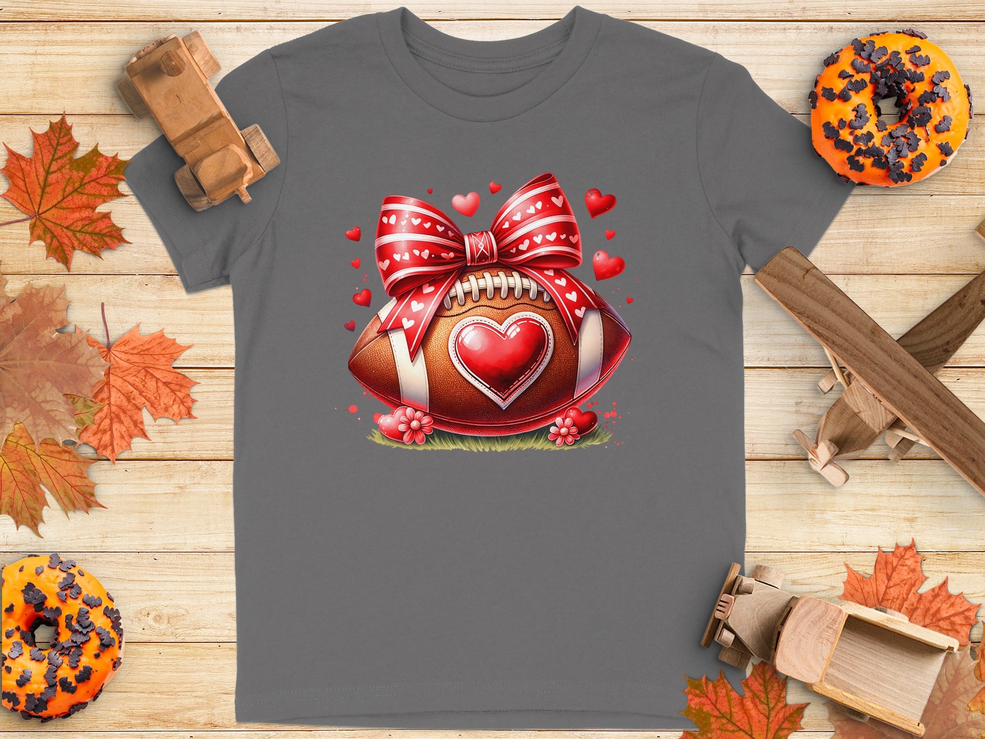 Heart Football with Bow Graphic T-shirt product type