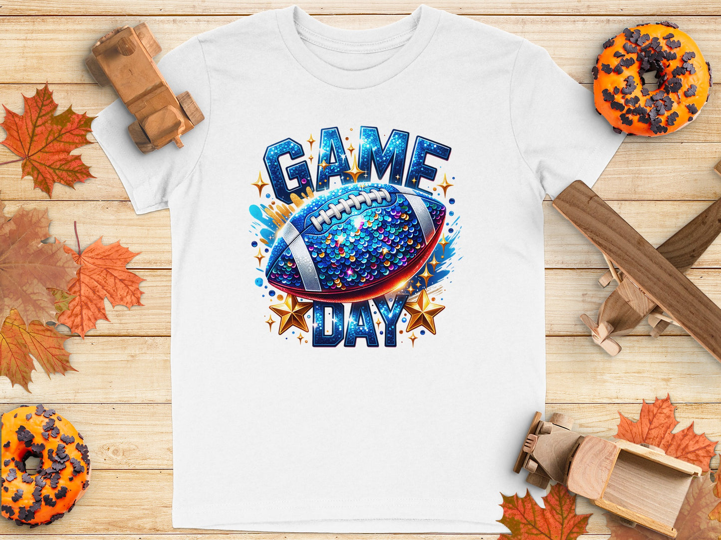 Game Day T-Shirt with Colorful Football Design product type