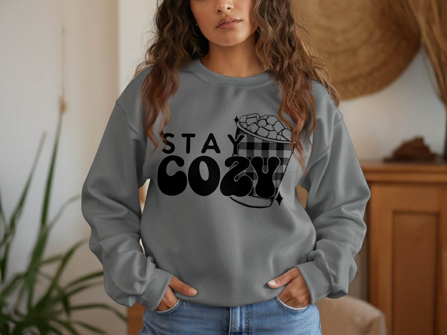 Stay Cozy Sweater with Basket and Yarn Graphic product