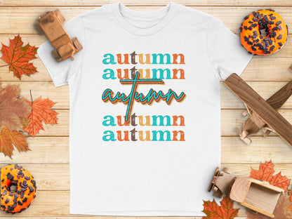 Autumn Graphic Tee with Multicolor Word Design product type