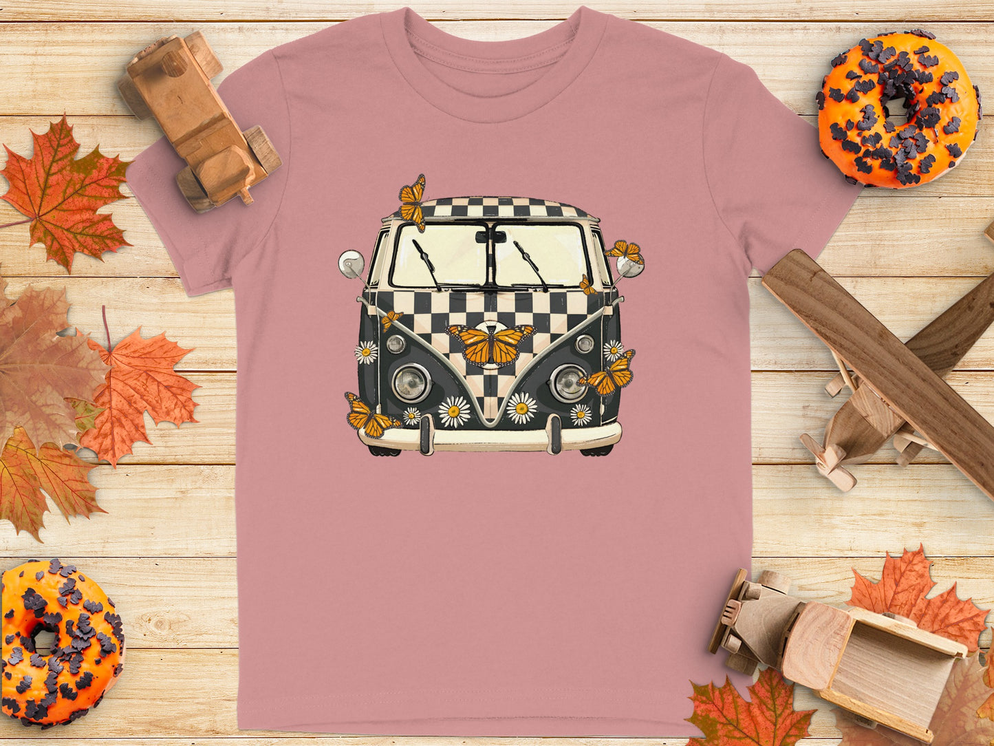 Retro Van with Butterflies Graphic T-Shirt product type