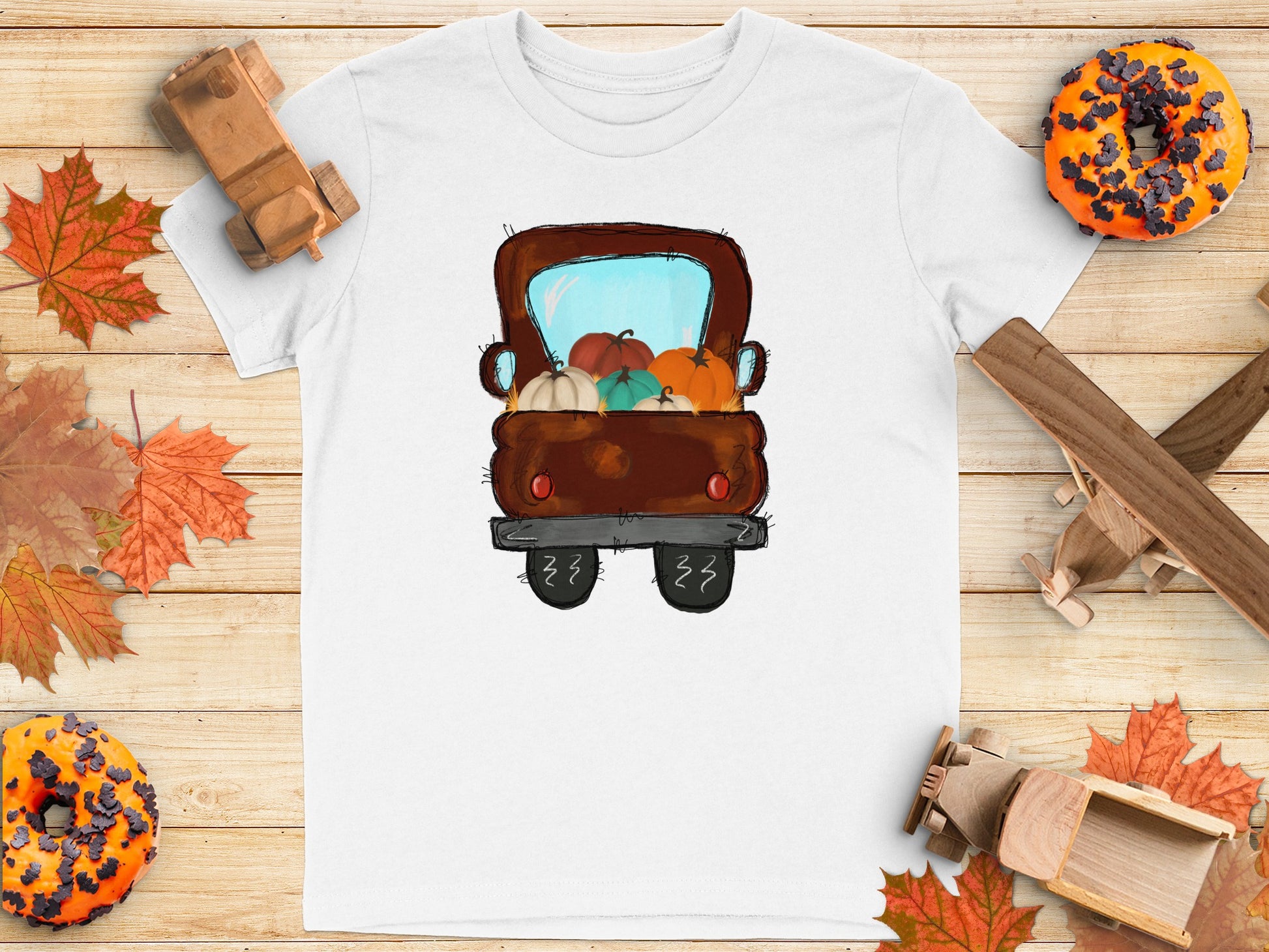 Fall Harvest Truck Graphic Printed T-shirt product type