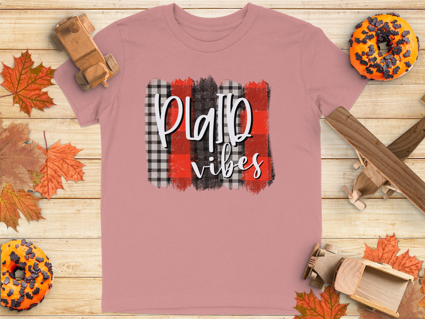 Plaid Vibes Graphic T-Shirt Perfect Fall Product