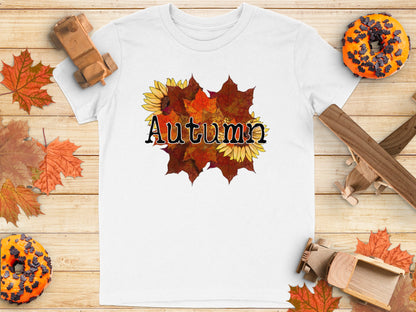 Autumn Leaves Sunflower Design T-Shirt product
