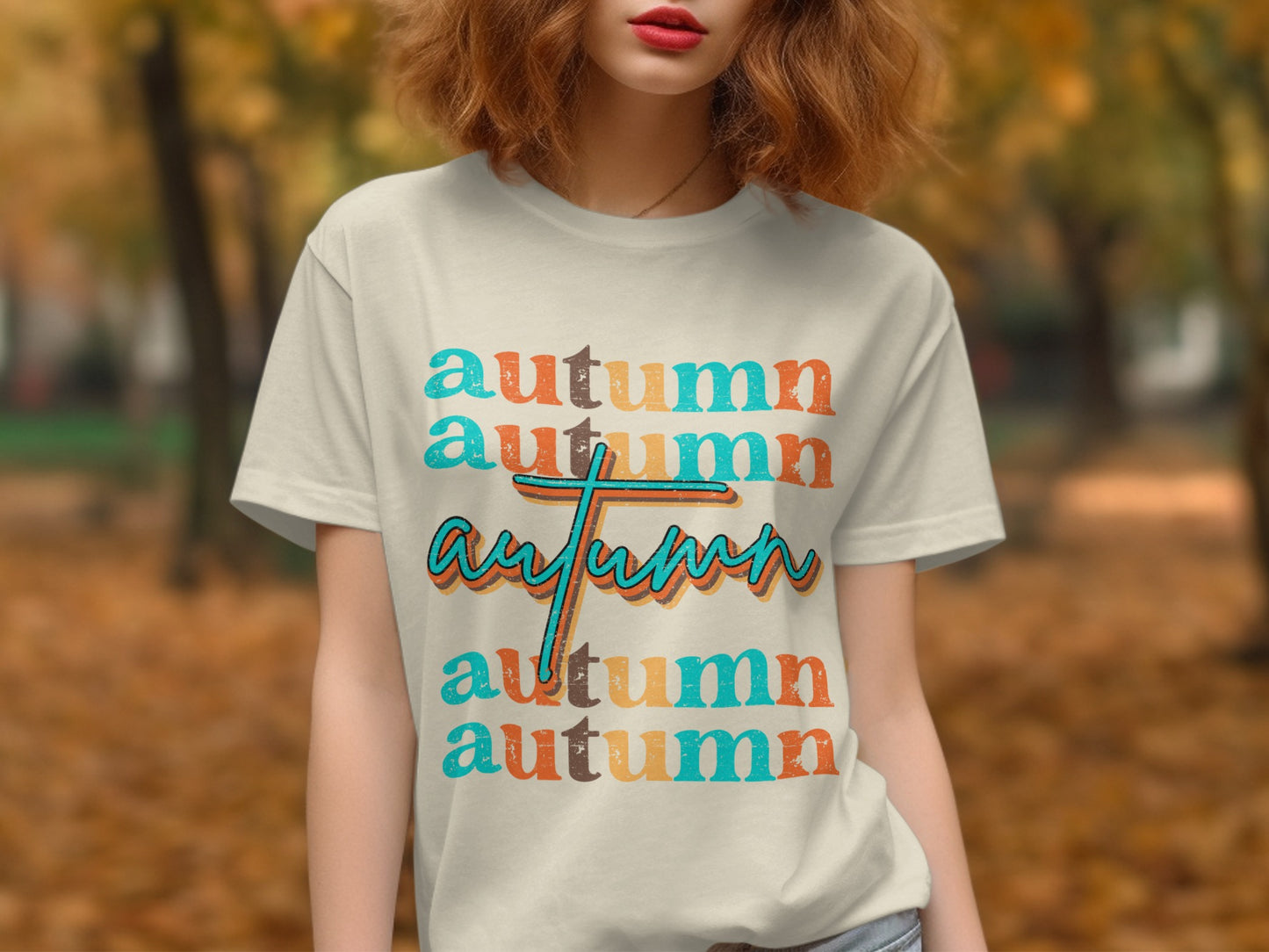 Autumn Theme Multicolor Graphic T Shirt Product