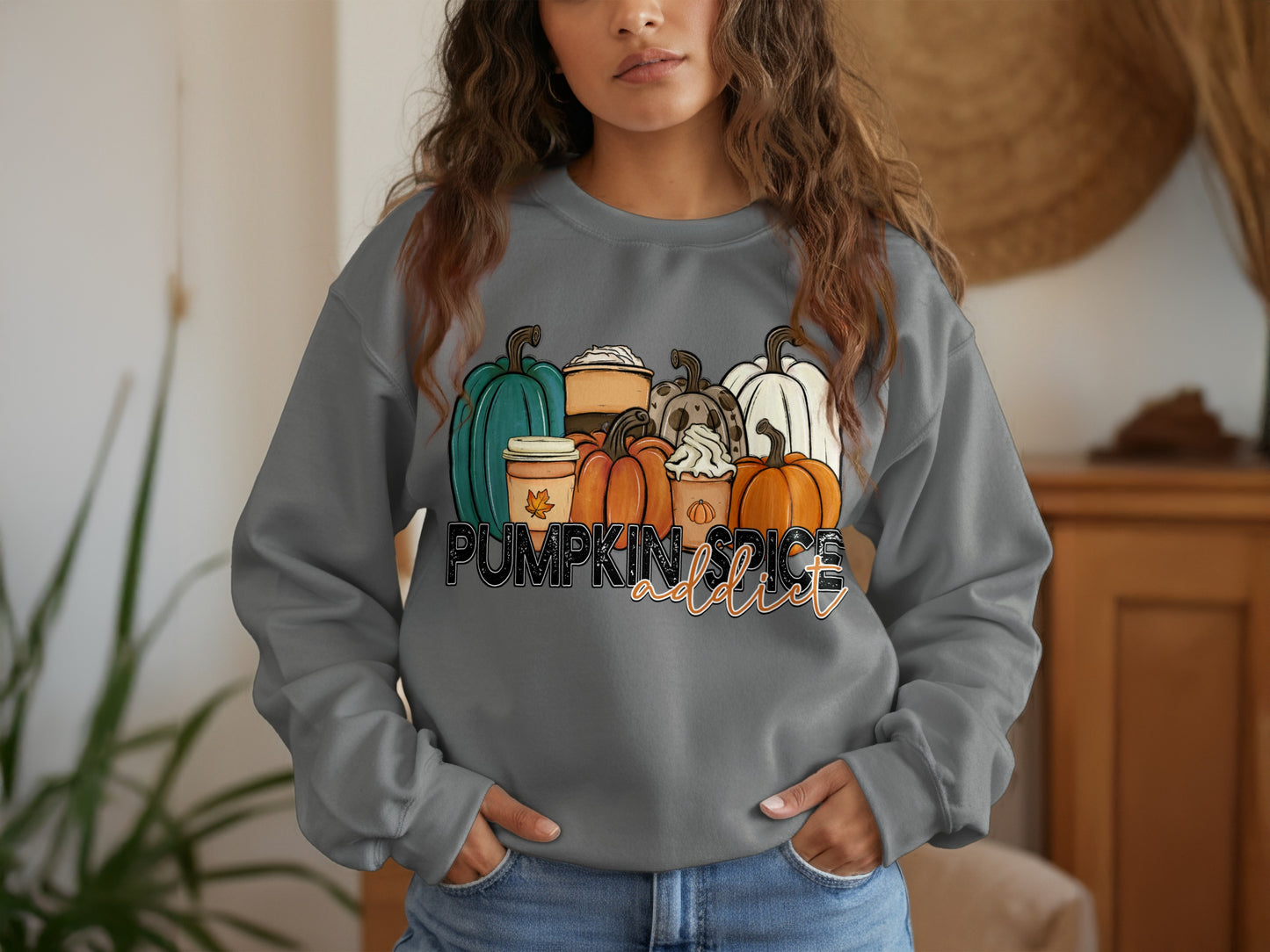 Pumpkin Spice Addict With Pumpkins Sweatshirt product