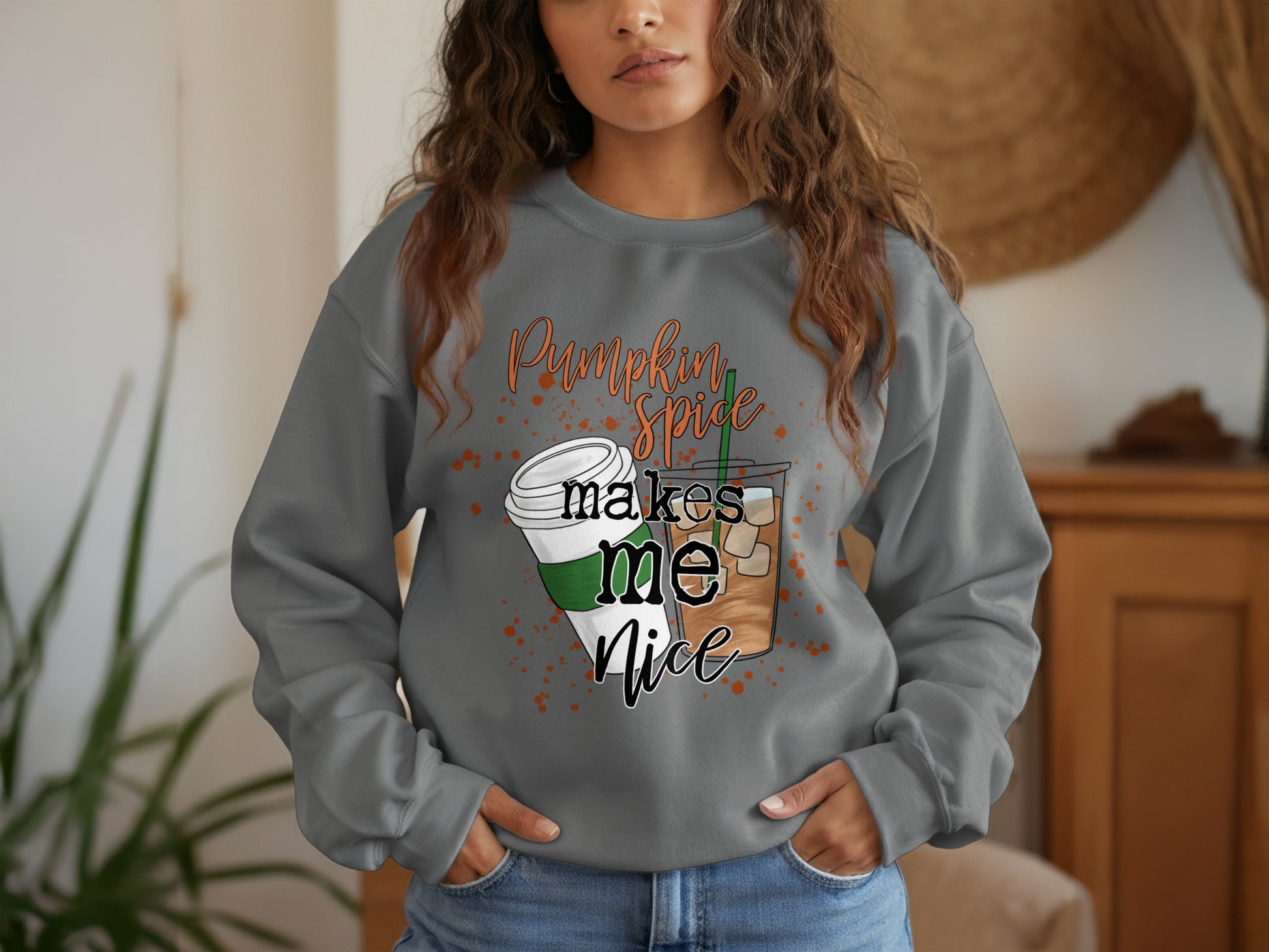 Pumpkin Spice Makes Me Nice Coffee Sweatshirt Product