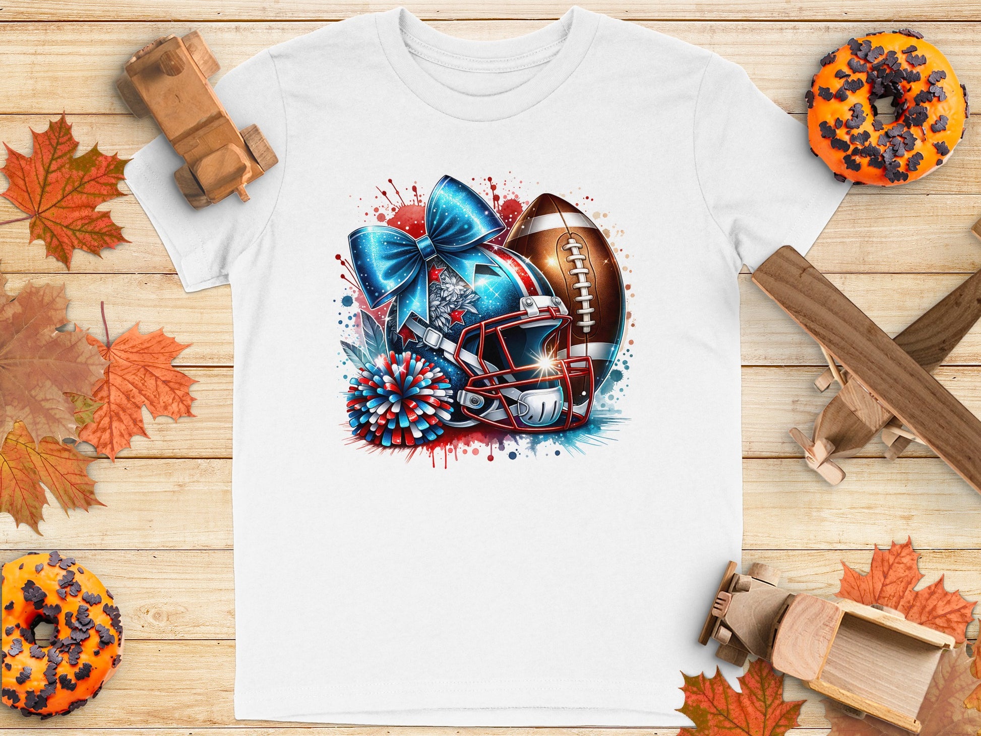Cheerleader Bow Football Helmet Graphic T-Shirt product type