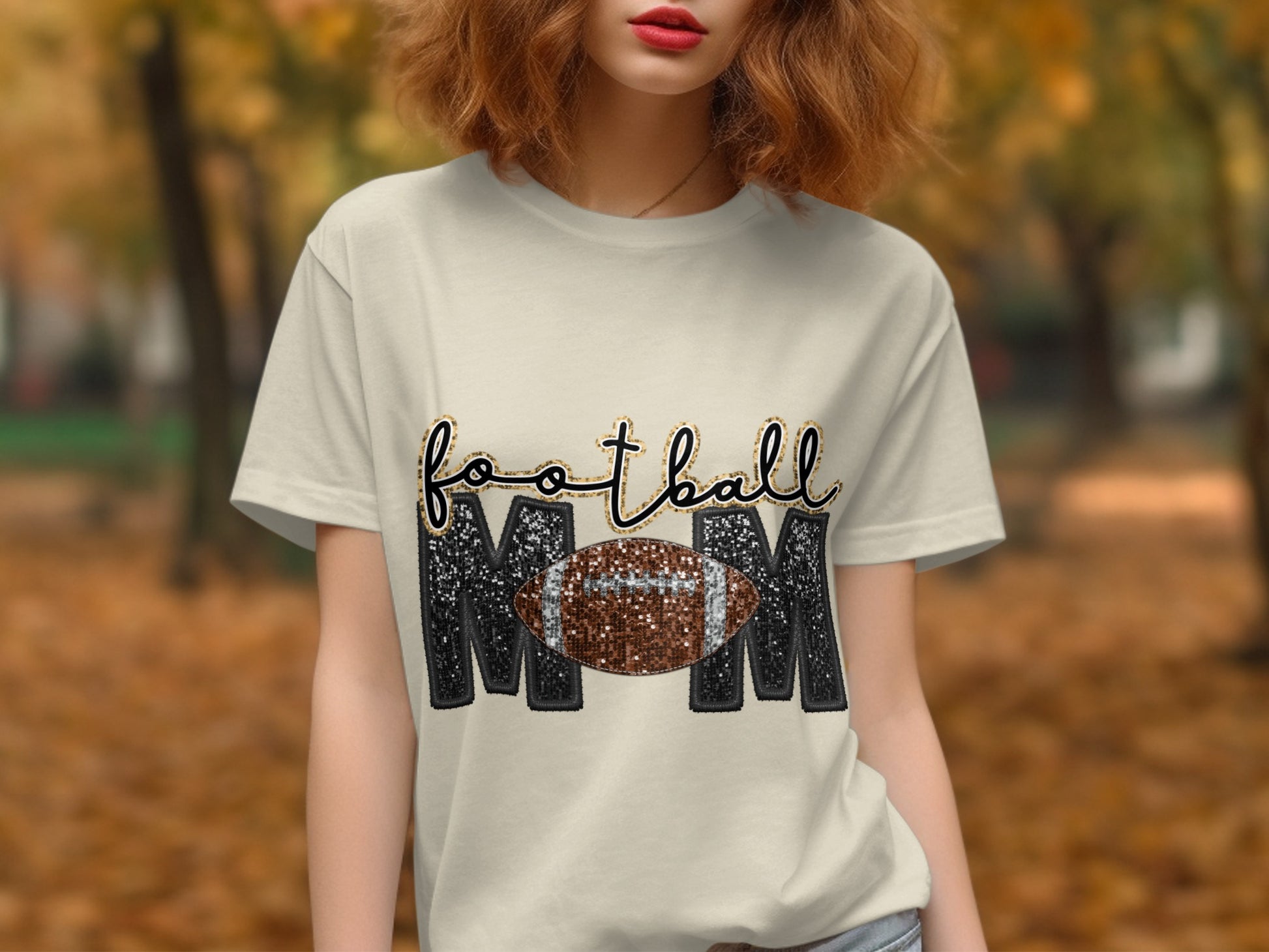 Sparkling Football Mom Graphic Tee product type