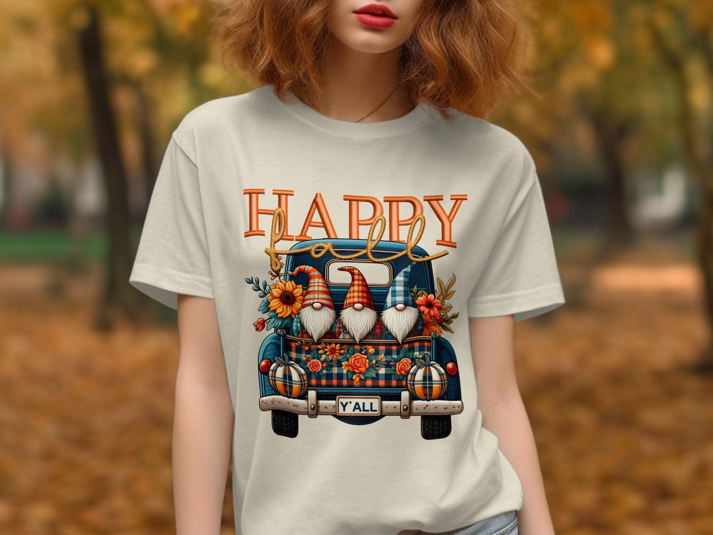 Happy Fall Graphic Gnomes Autumn Themed T-Shirt Product