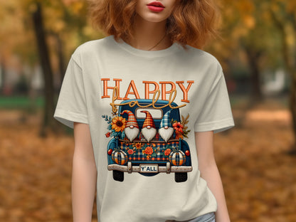 Happy Fall Graphic Gnomes Autumn Themed T-Shirt Product