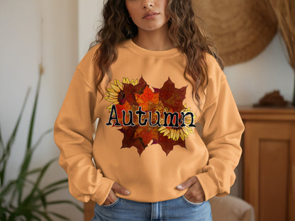 Autumn Sunflower Leaves Design Crewneck product