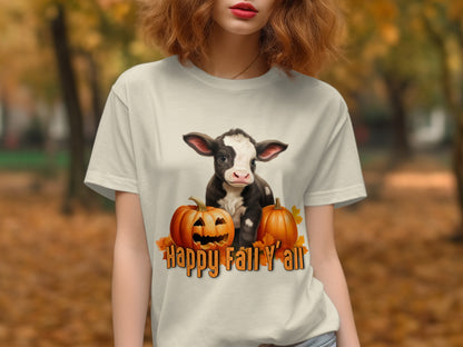 Happy Fall Y'all with Cute Cow and Pumpkins product type