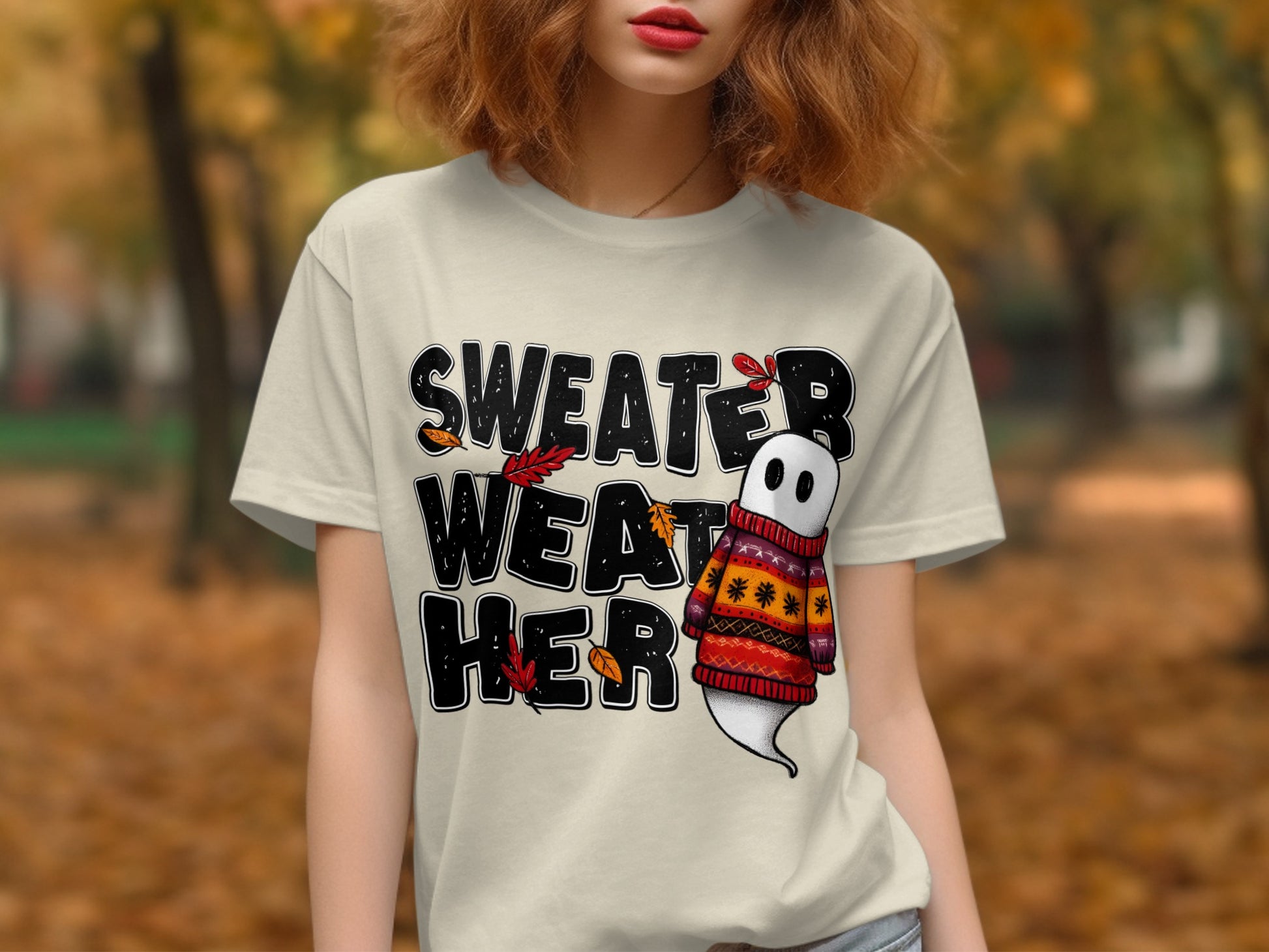 Sweater Weather Graphic Cute Halloween Themed T-shirt product