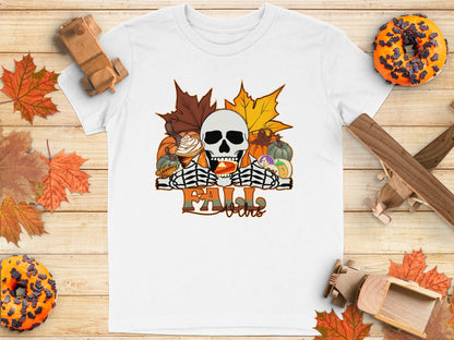 Fall Vibes Skull and Leaves Graphic Tee product