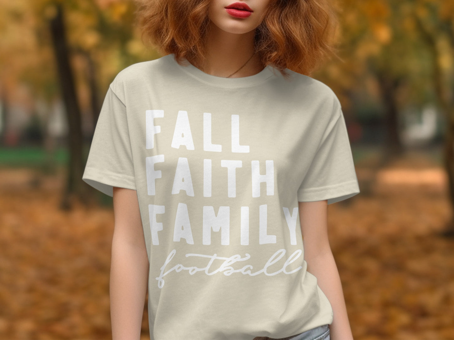 Fall Faith Family Football Graphic T-Shirt product