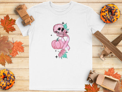 Pink Glitter Skull and Pumpkin Design Shirt product