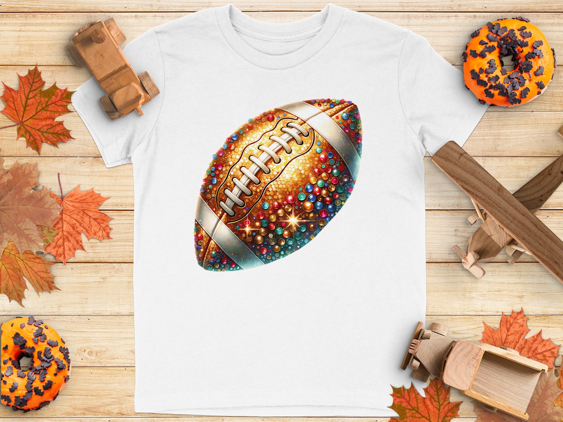 Colorful Decorated Football Graphic Tee product type