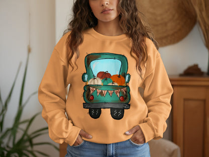 Vintage Truck with Pumpkin Design Sweatshirt product