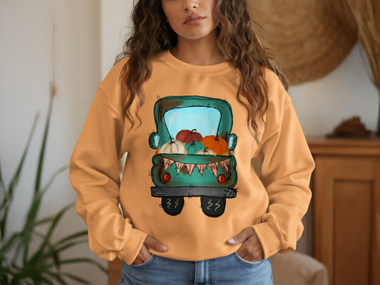 Vintage Truck with Pumpkin Design Sweatshirt product