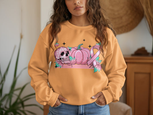 Pink Ribbon Skull Pumpkin Sweatshirt product