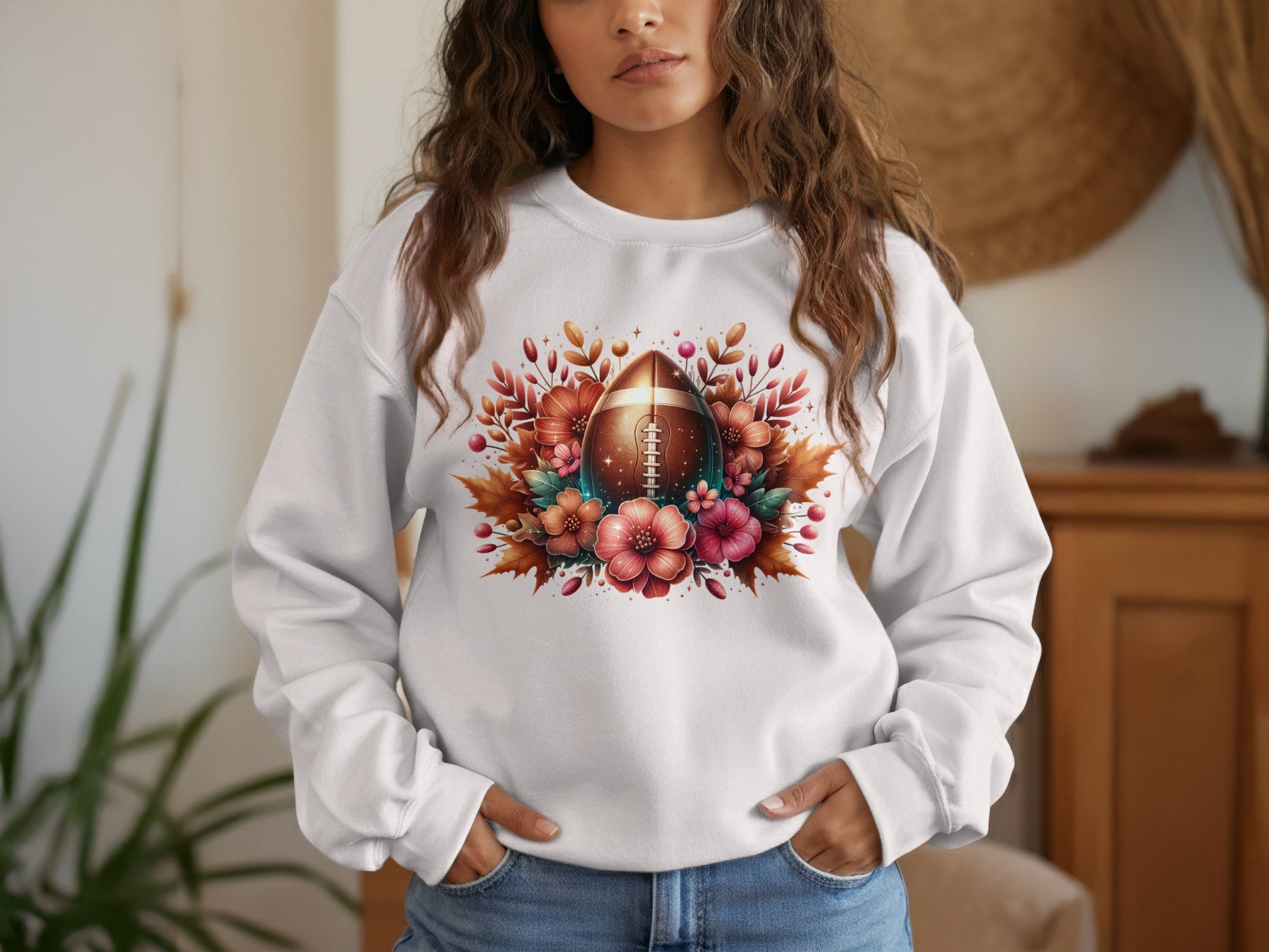 Floral Football Graphic Fall Theme Sweatshirt product type
