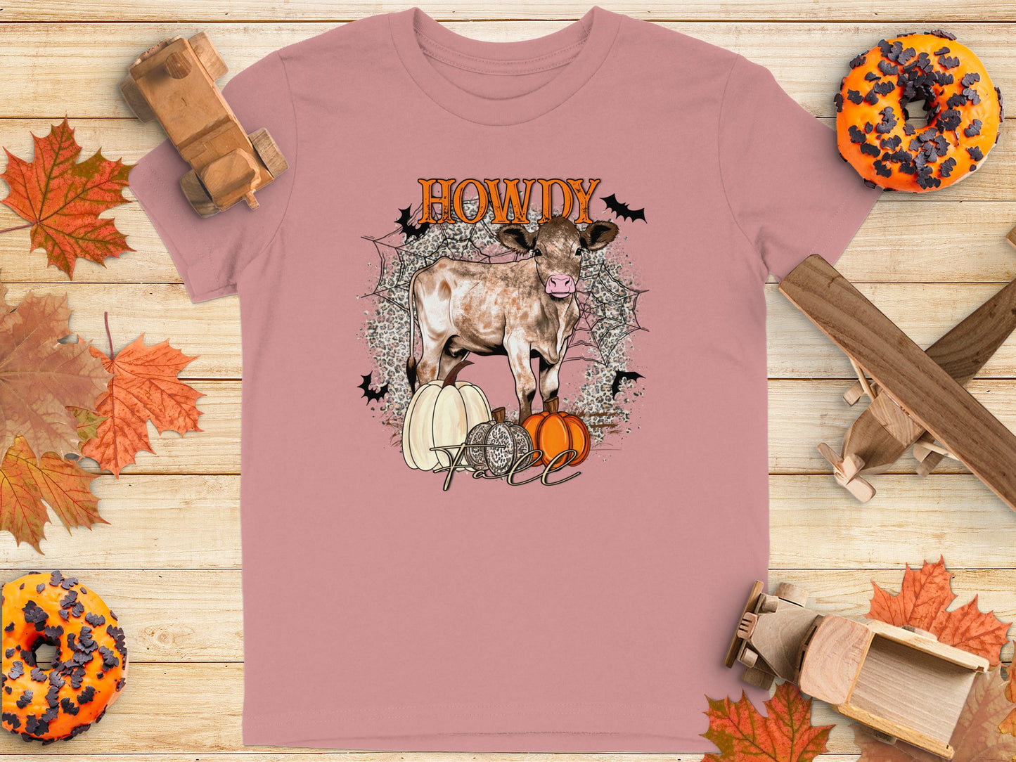 Howdy Fall Cow with Pumpkins Graphic T-shirt product type