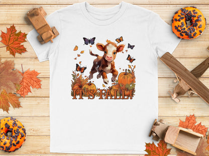 It's Fall Cute Baby Cow with Pumpkins and Butterflies product