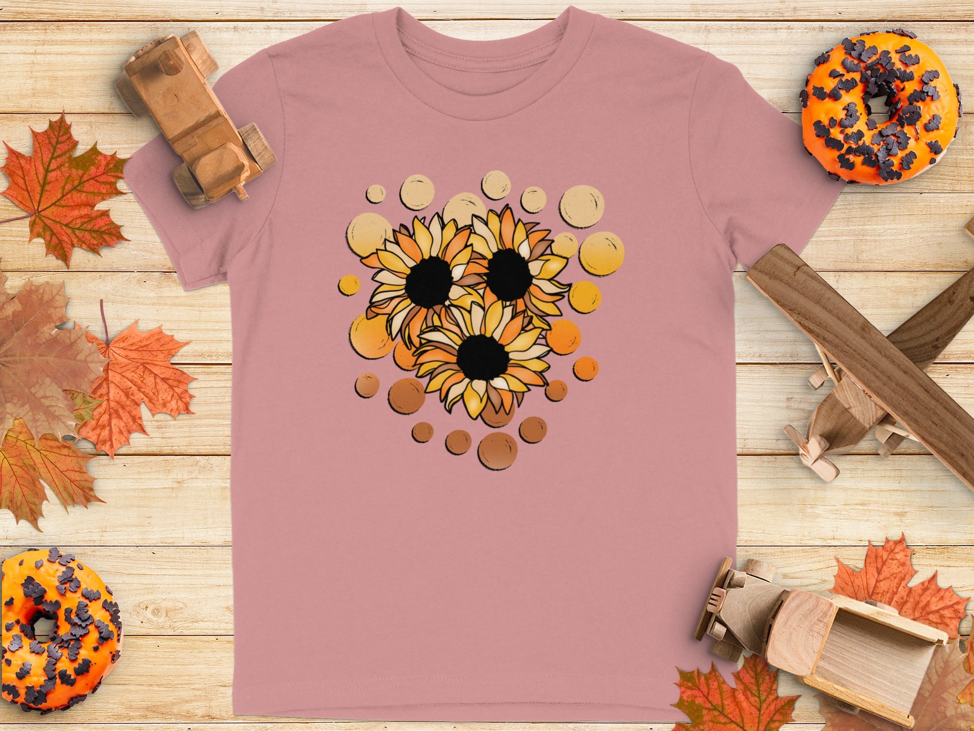 Sunflower and Polka Dot Graphic Tee Shirt product