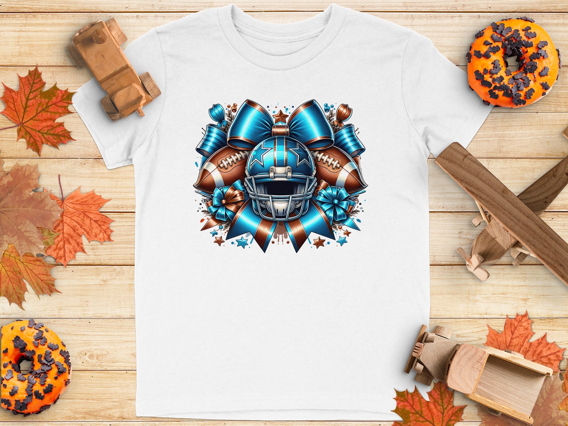 Blue Football Helmet and Ornaments Design T-shirt product