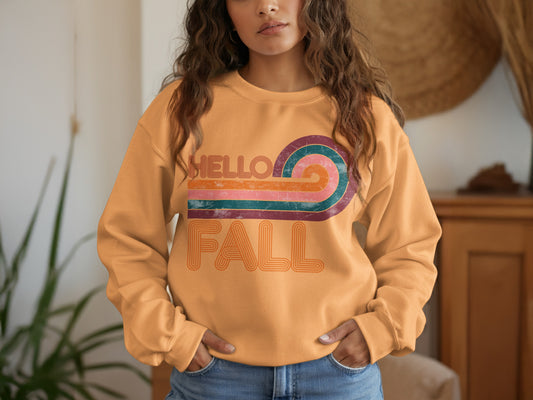 Hello Fall Retro Graphic Long Sleeve Sweatshirt product