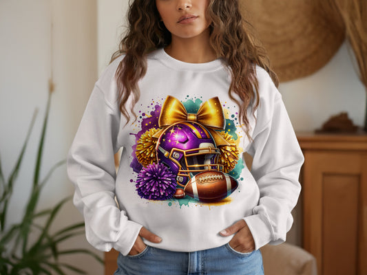 Vibrant Football Helmet Cheer Bow Graphic Sweatshirt product