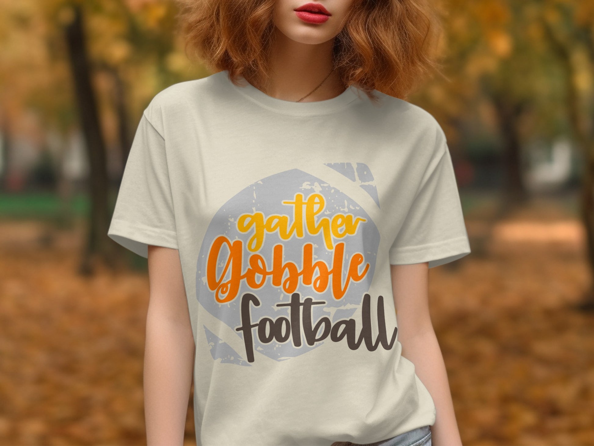 Gather Gobble Football Autumn Tee Shirt product type