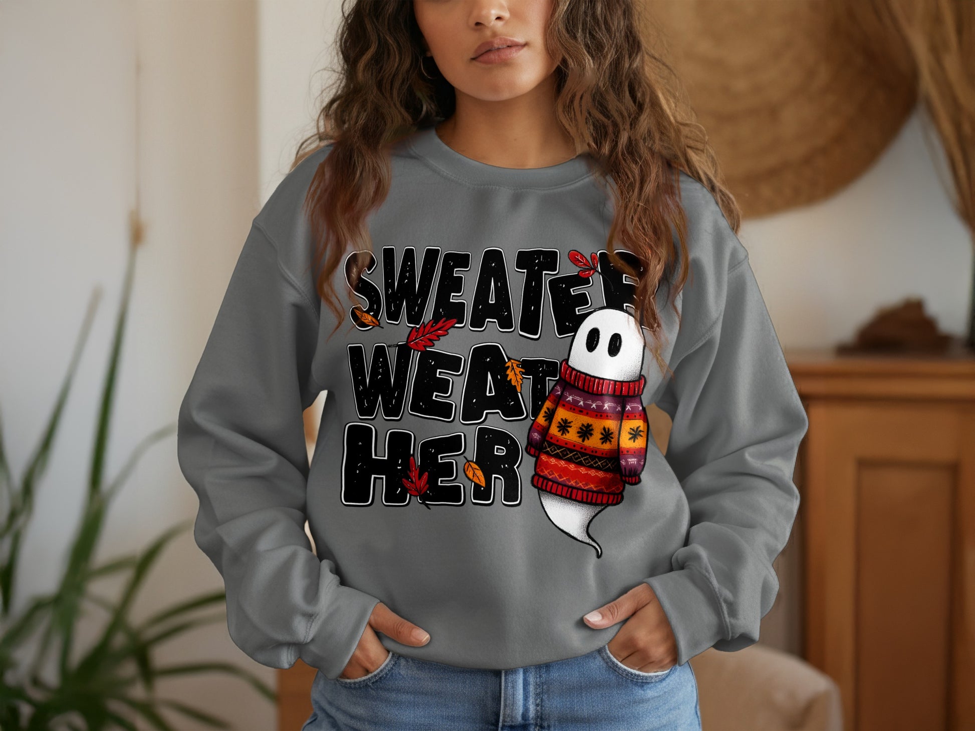 Sweater weather Halloween ghost sweatshirt product