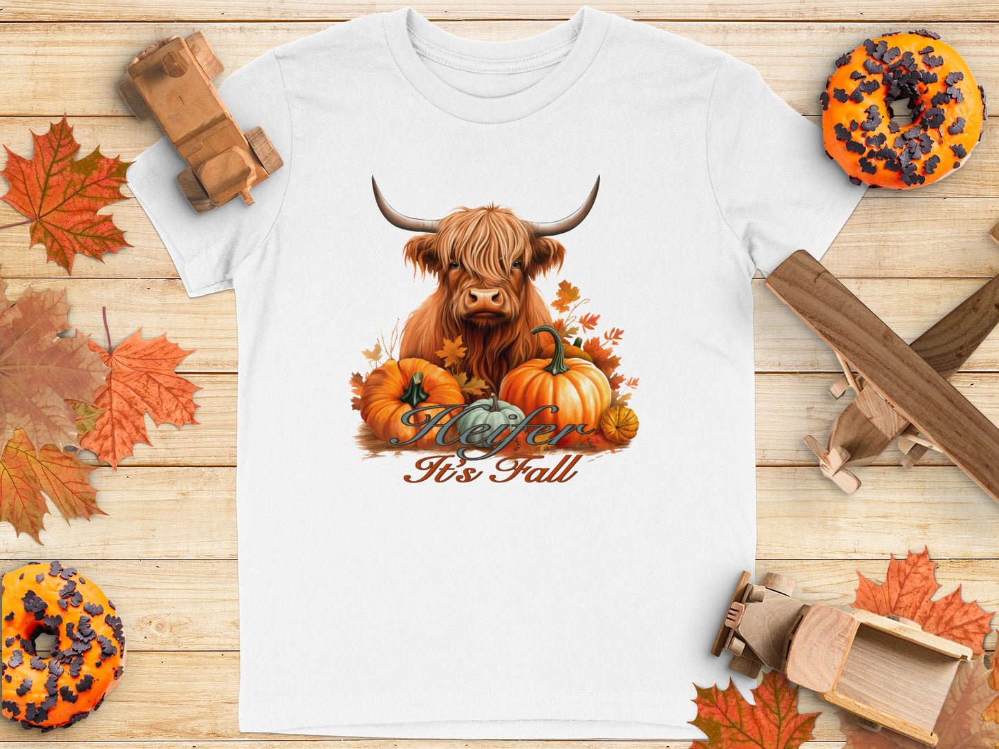 Heifer It's Fall Highland Cow With Pumpkins Shirt product