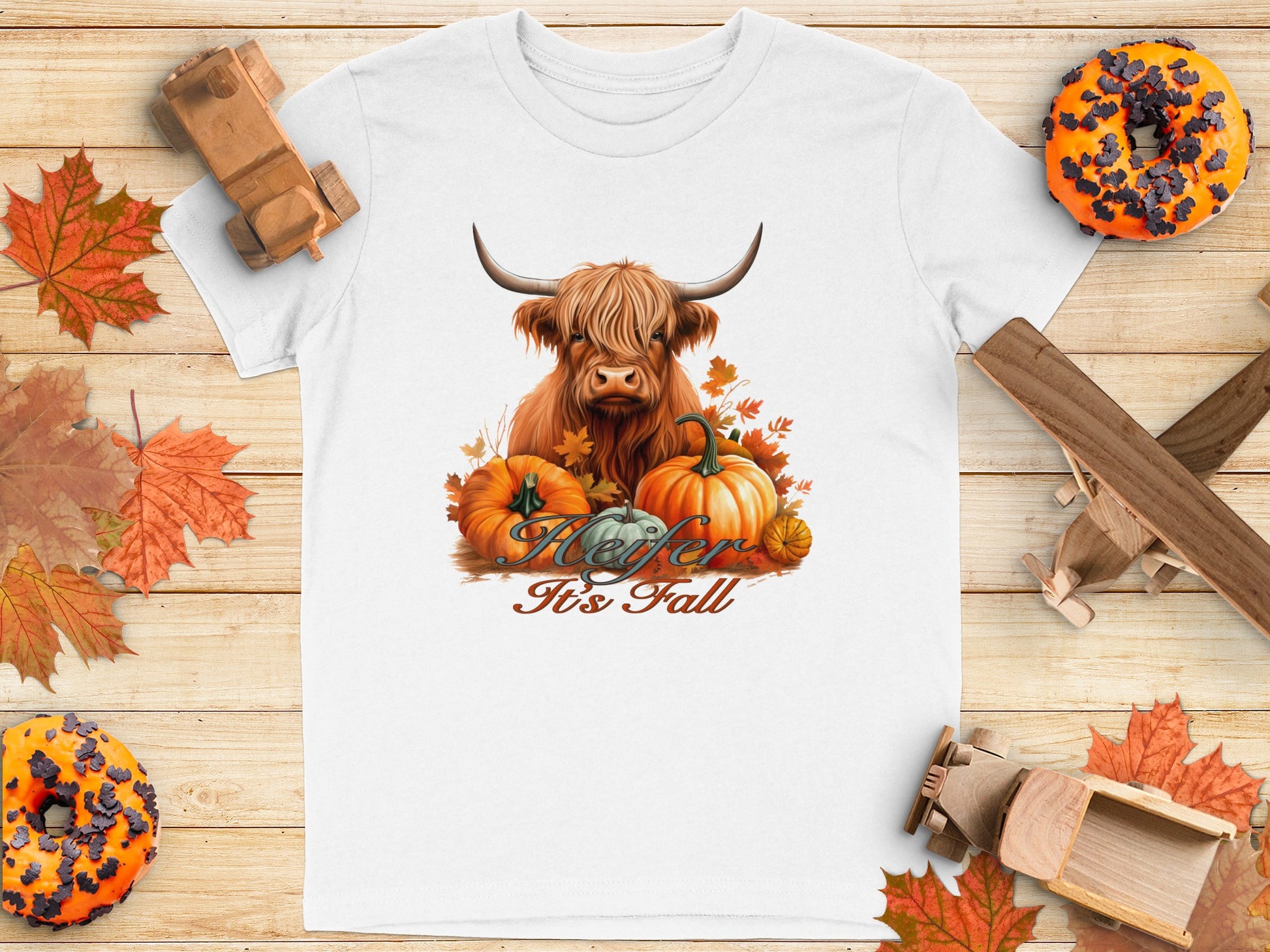 Heifer It's Fall Highland Cow With Pumpkins Shirt product